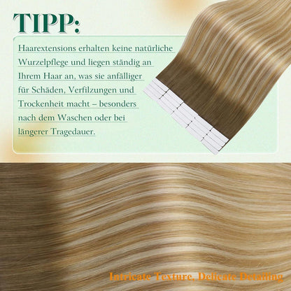 Echthaar Tape Extensions Balayage Blond Mix 55cm