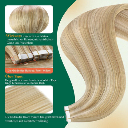 Echthaar Tape Extensions Blond – 50g, 50cm, #27/613