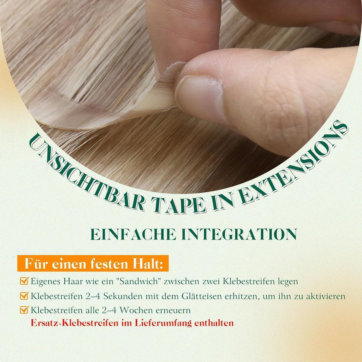 Echthaar Tape Extensions Blond – 50g, 50cm, #27/613