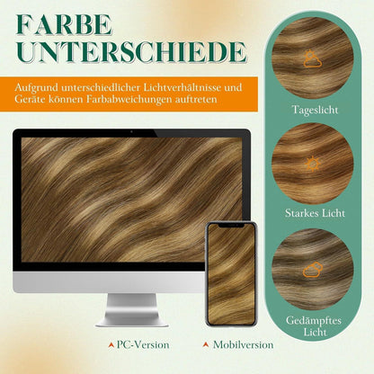 Echthaar Tape Extensions Braun Balayage Ombre 50cm