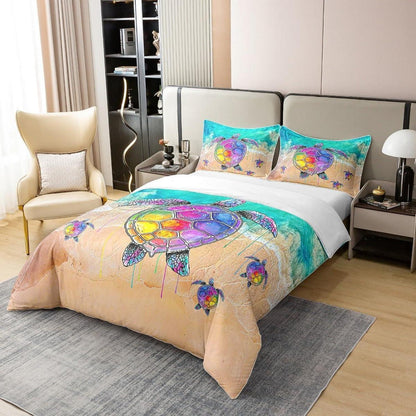 Regenbogen Schildkröte Bettbezug Set 200x200 Baumwolle