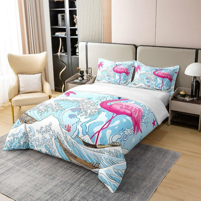 Rosa Flamingo Bettwäsche Set 200x200 – Meer & Cartoon Design