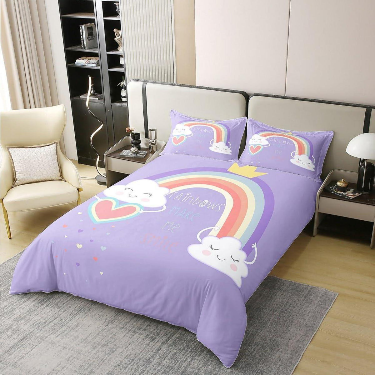 Bio Baumwoll Bettbezug Regenbogen Kinder 135x200