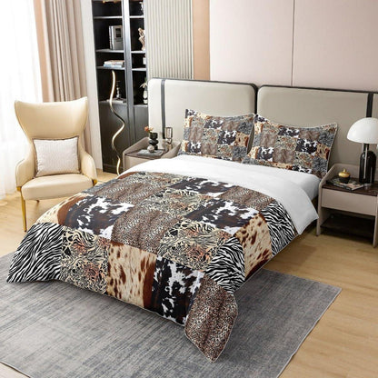 Rustikales Bettwäsche Set – Zebra Kuh Design 220x240 in Lederoptik
