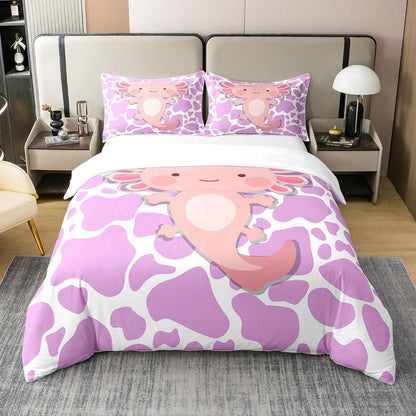 Kawaii Axolotl Baumwoll Bettbezug Set 200x200 mit Kissenbezügen