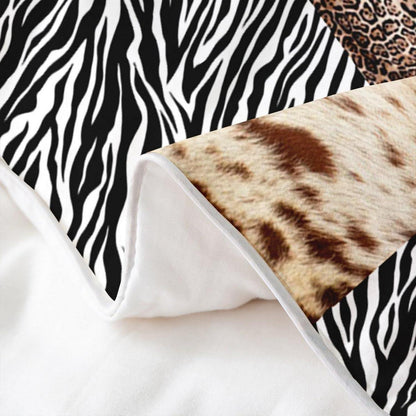 Rustikales Bettwäsche Set – Zebra Kuh Design 200x200 in Lederoptik