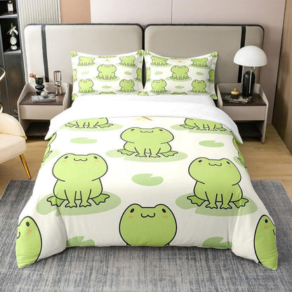 Frosch Kinder Bettwäsche Set 200x200 Baumwolle mit Kissenbezügen