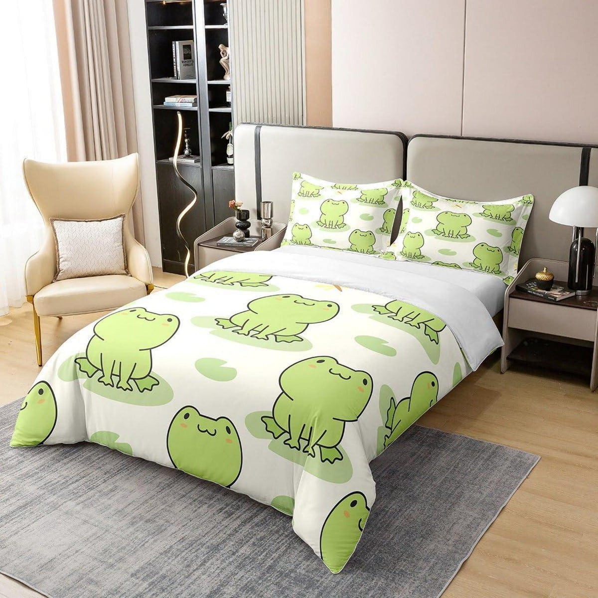 Frosch Kinder Bettwäsche Set 200x200 Baumwolle mit Kissenbezügen