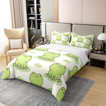 Frosch Kinder Bettwäsche Set 200x200 Baumwolle mit Kissenbezügen