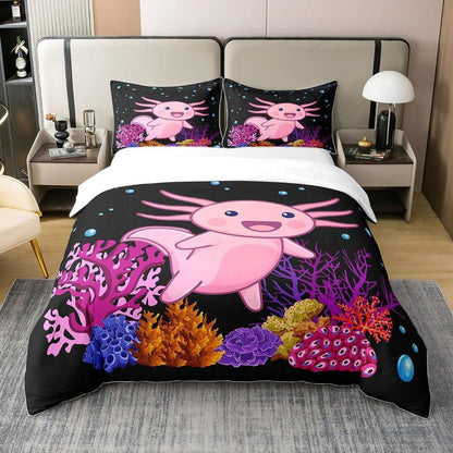 Axolotl Bettbezug 135x200 Baumwolle – Kawaii Unterwasserwelt