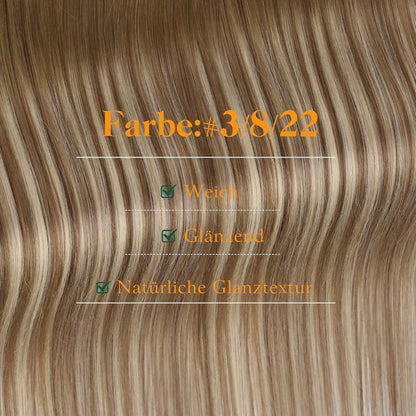 Echthaar Tape Extensions Braun Balayage Ombre Mittelblond