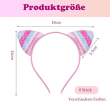 Katzenohren Haarreif Set Glitzer Mädchen Cosplay Stirnband 8