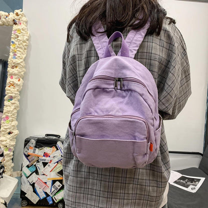 Damen Rucksack Klein Canvas Cityrucksack Lila Daypacks