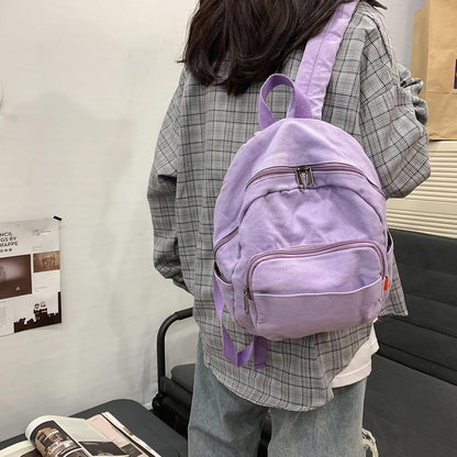 Makukke Damen Klein Canvas Rucksack Lila - Daypack Schule Travel Wandern Work