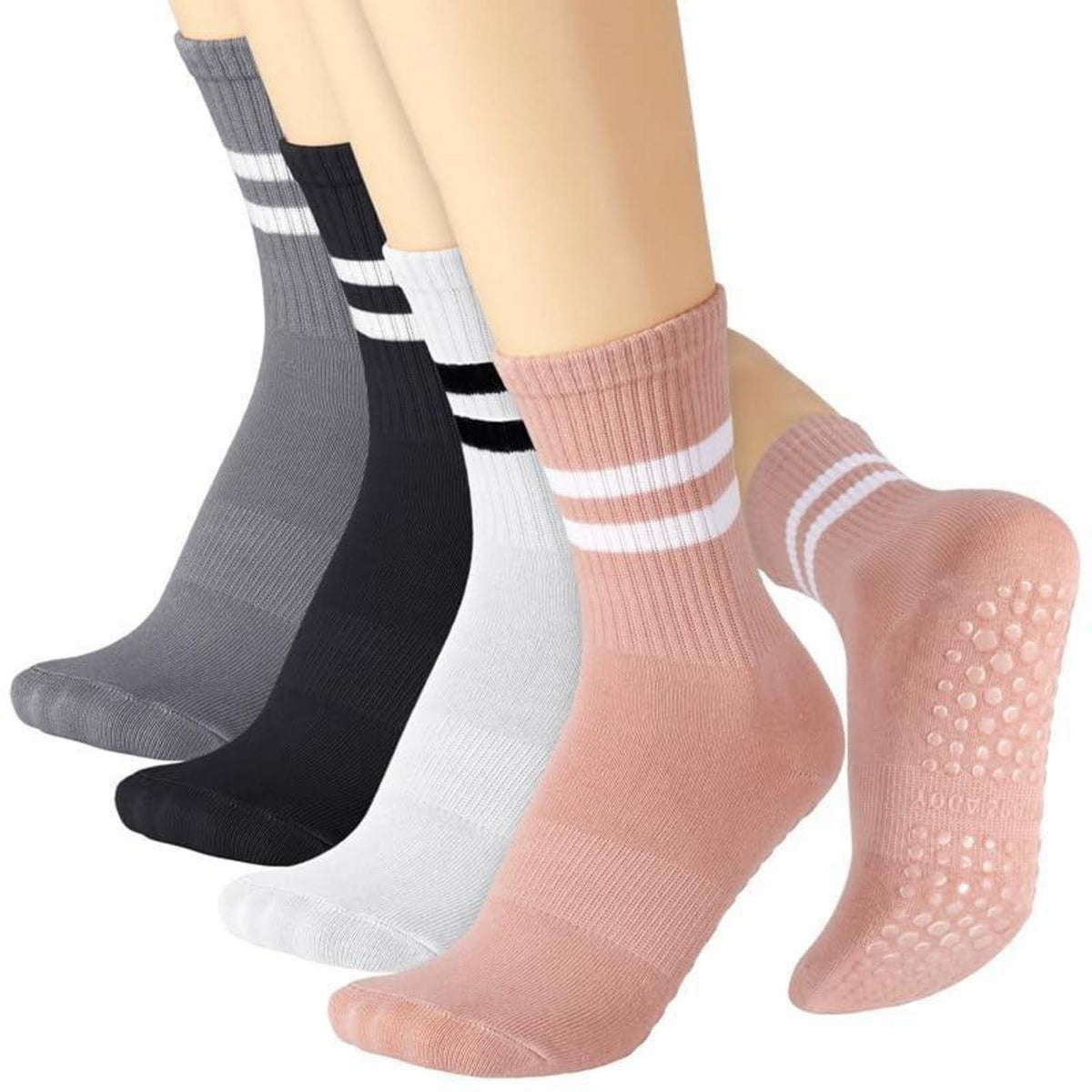 Pilates Socken Damen 4er-Set | Rutschfest & Atmungsaktiv 38-42