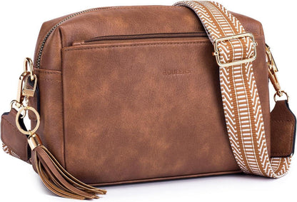 Damen Umhängetasche Veganem Leder Crossbody Schultertasche