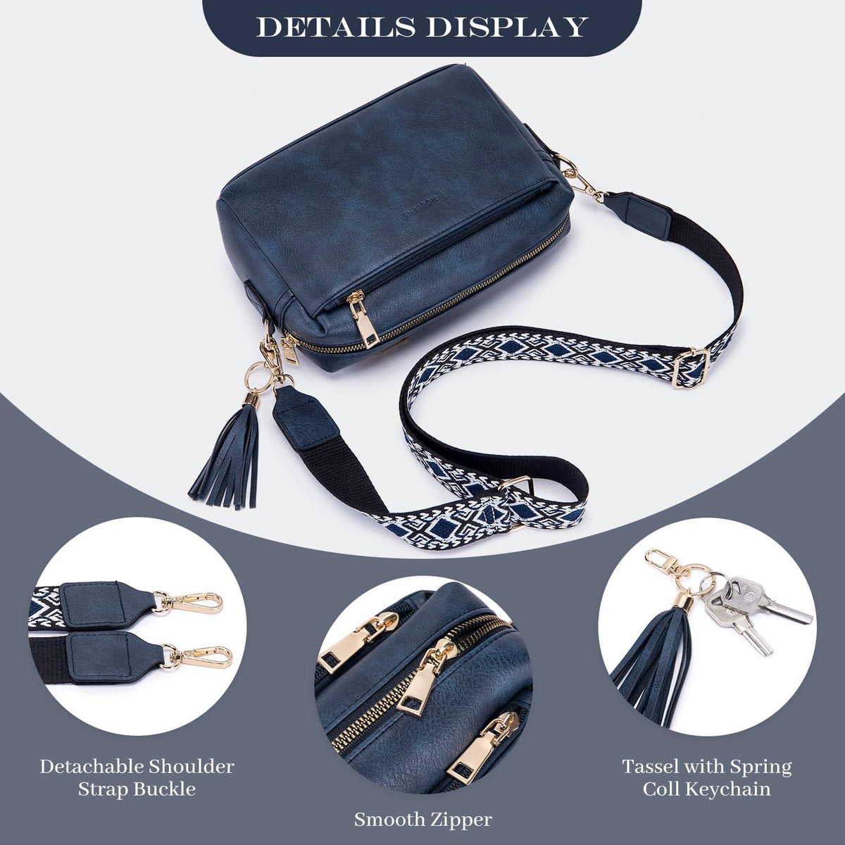 Damen Handy Umhängetasche Veganem Leder Crossbody Schultertasche