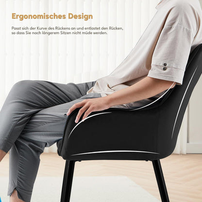 Samt Esszimmerstühle 4er-Set mit Armlehnen & Kissen Schwarz