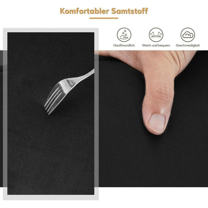 Samt Esszimmerstühle 4er-Set mit Armlehnen & Kissen Schwarz