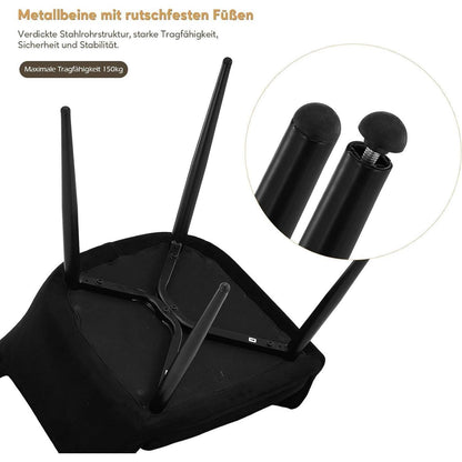 Samt Esszimmerstühle 4er-Set mit Armlehnen & Kissen Schwarz