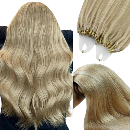Echthaar Micro Ring Extensions Aschblond 50cm