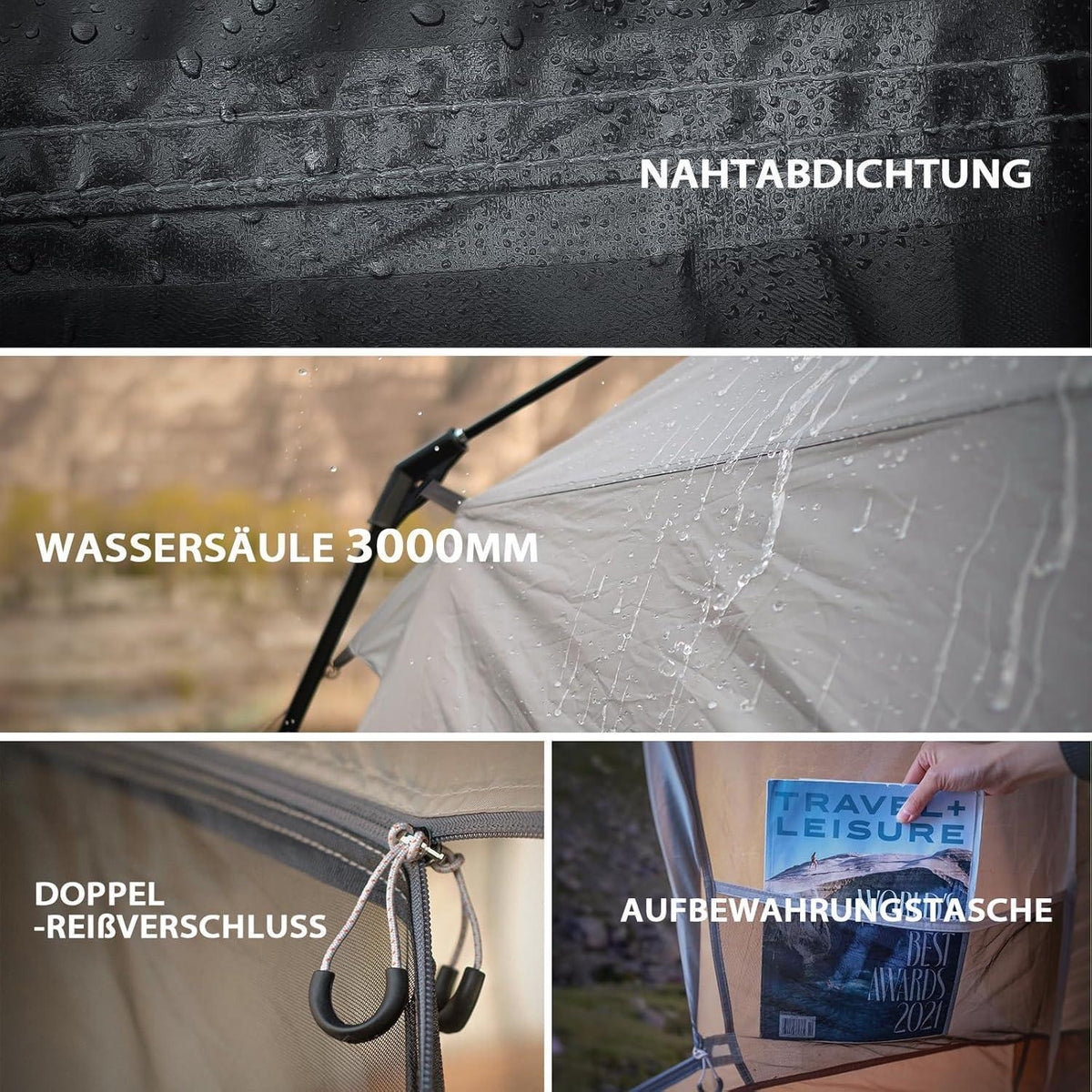 Glockenzelt für 6-12 Personen, 4-6.7M Baumwolle, Wasserdicht, mit PVC-Boden