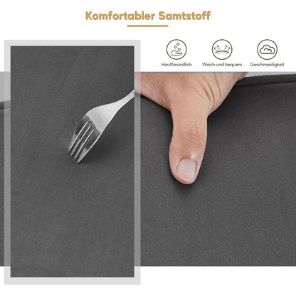 Samt Esszimmerstühle 2er-Set mit Armlehnen & Kissen, Grau