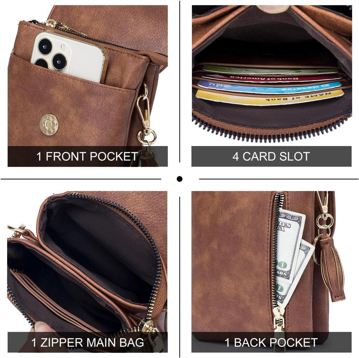Damen Mini Handytasche Geldbörse Umhängetasche verstellbarer Riemen