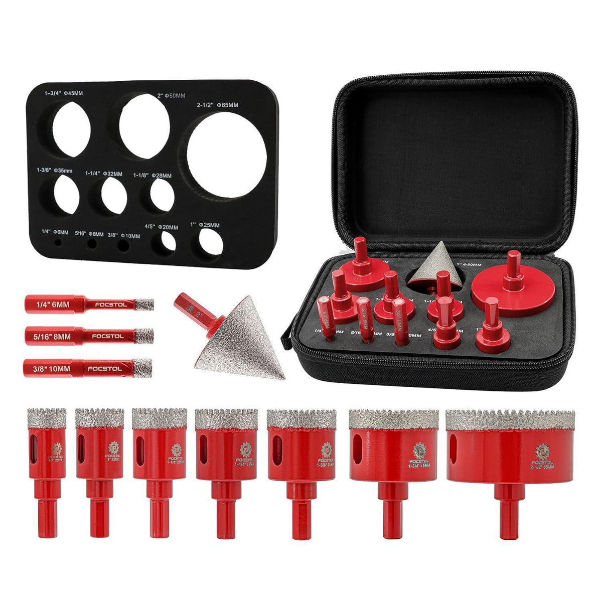 Diamant Fliesenbohrer Set 11tlg. für Porzellan, Granit & Marmor