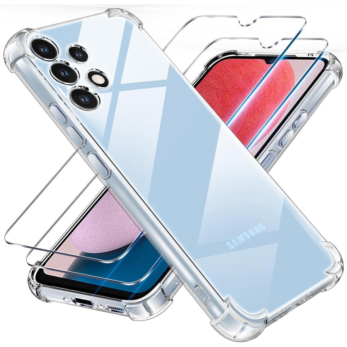 3in1 Schutzhülle Samsung A13 4G mit Panzerglas & Luftkissen