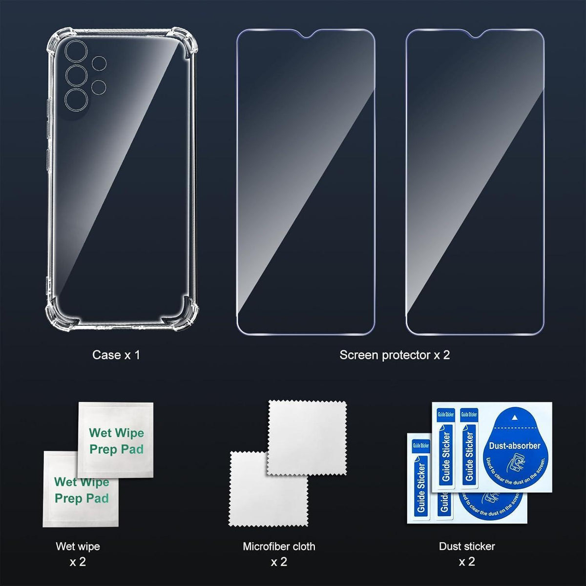 3in1 Schutzhülle Samsung A13 4G mit Panzerglas & Luftkissen