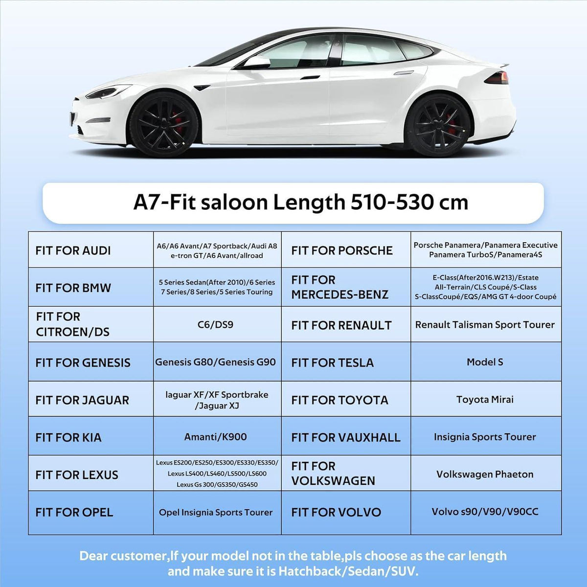 Wasserdichte Autoabdeckung für Audi A8, BMW 7er & Co. (510-530cm)
