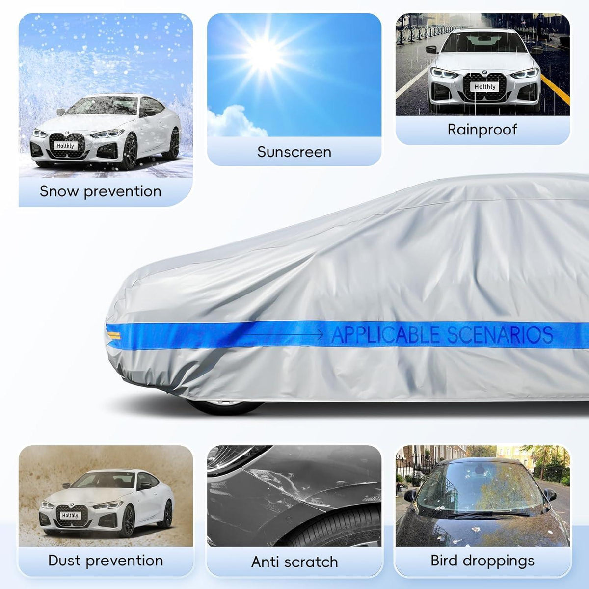 Wasserdichte Autoabdeckung A4 (470-490cm) für Camaro, Fusion & mehr
