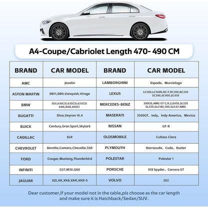 Wasserdichte Autoabdeckung A4 (470-490cm) für Camaro, Fusion & mehr