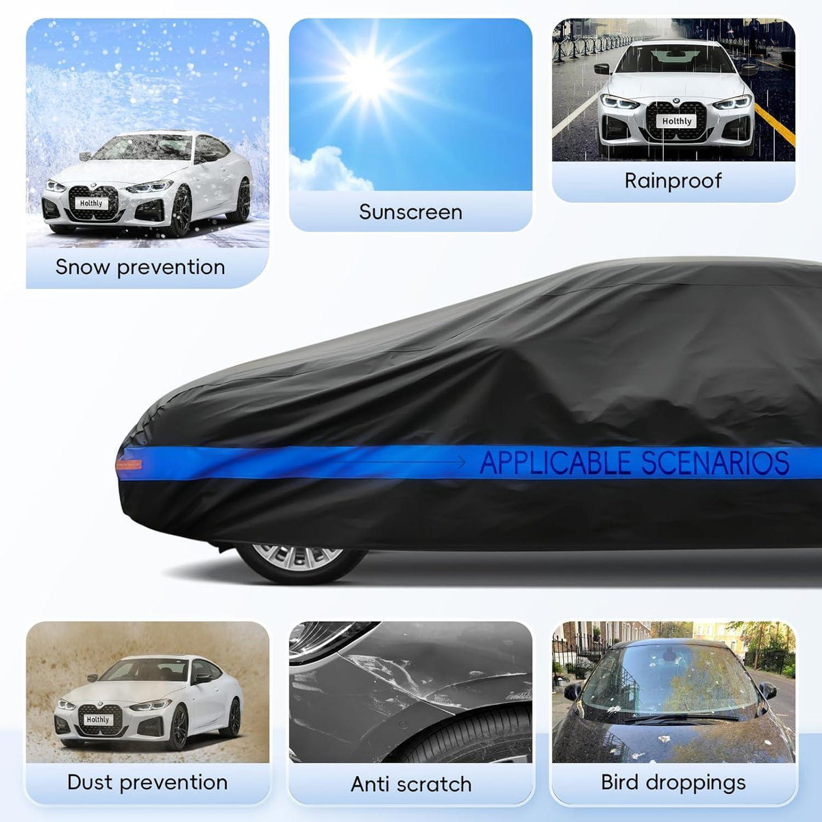 Wasserdichte Autoabdeckung für BMW, Mercedes, Ford & mehr (470-490cm)