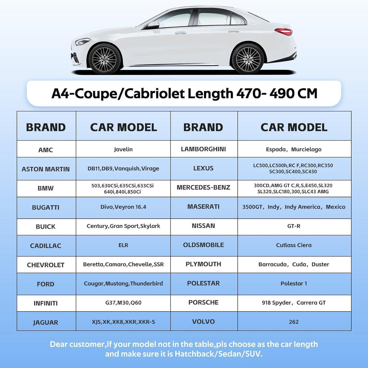 Wasserdichte Autoabdeckung für BMW, Mercedes, Ford & mehr (470-490cm)