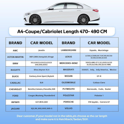 Wasserdichte Autoabdeckung für BMW, Mercedes, Ford & mehr (470-490cm)