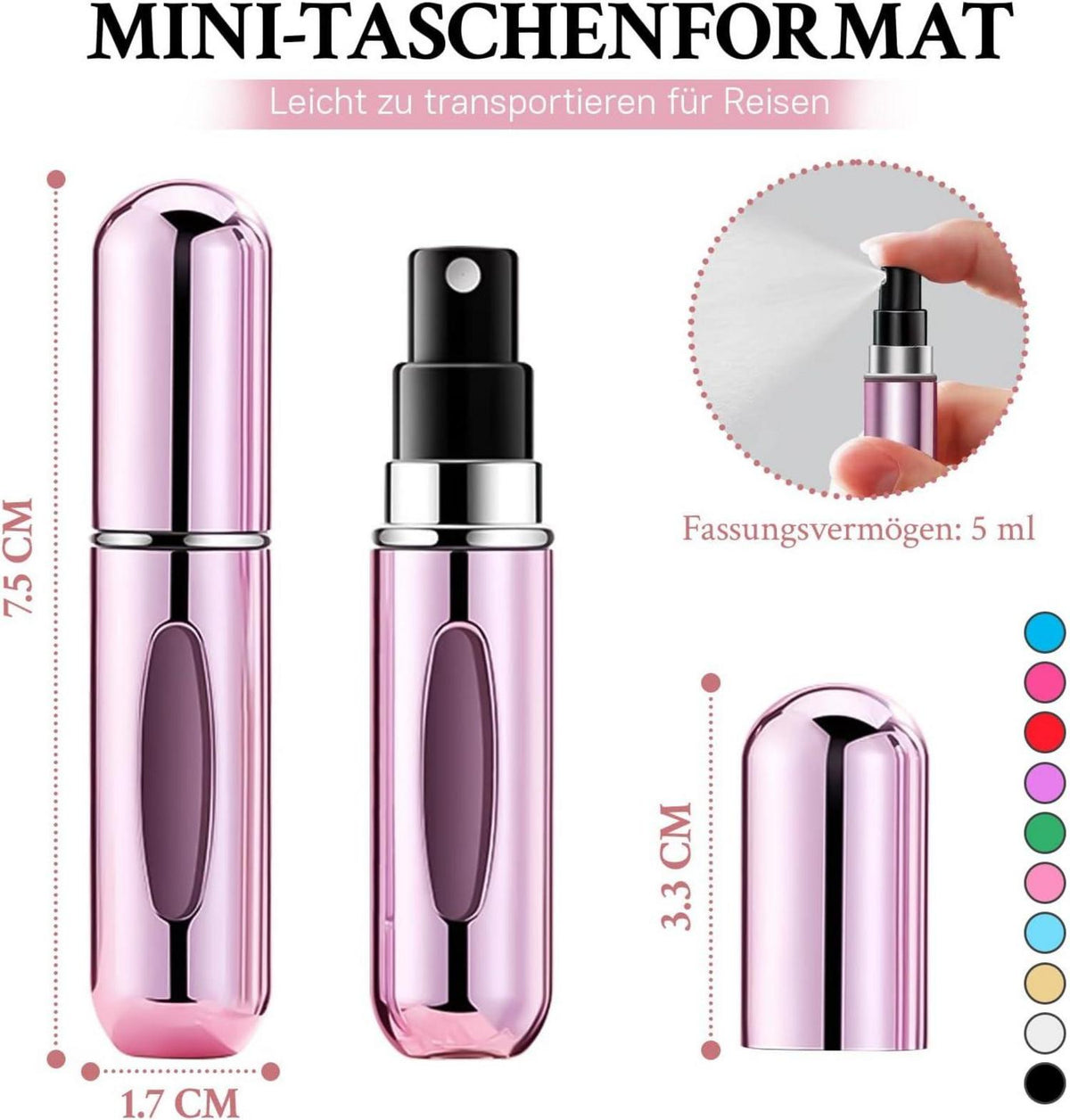Parfümzerstäuber 5ml Nachfüllbar Mini Portable mit Fenster 10 Stück