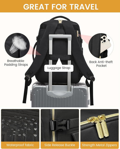 Handgepäck Rucksack 40L Damen Laptop 17 Zoll Wasserdicht Business