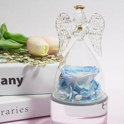 Engel Ewige Rose Figur Geschenkbox Weiß Blau Mutter