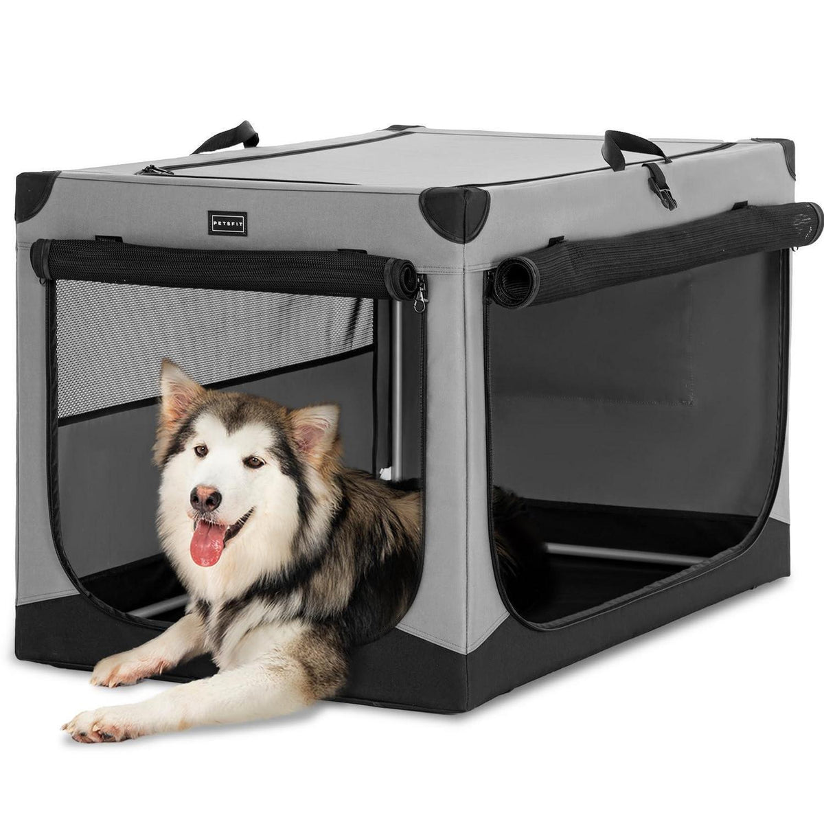Faltbare Hundebox grau XL – Sicher & Komfortabel für Reisen