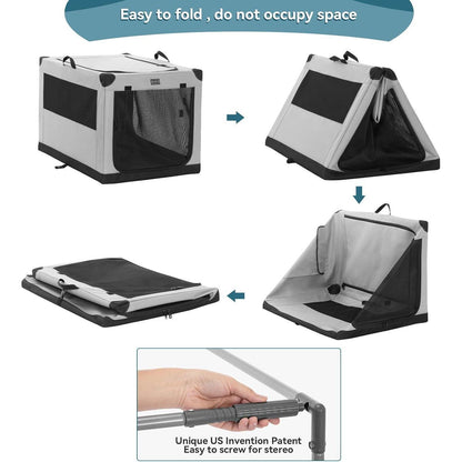 Faltbare Hundebox grau XL – Sicher & Komfortabel für Reisen