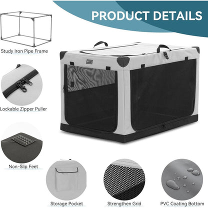 Faltbare Hundebox grau XL – Sicher & Komfortabel für Reisen