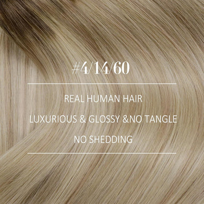 Echthaar Tressen Dunkelbraun 50 cm – Blond Balayage Ombre