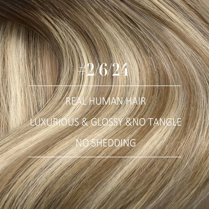 Echthaar Tressen Balayage Braun Blond 40cm Weft Extensions