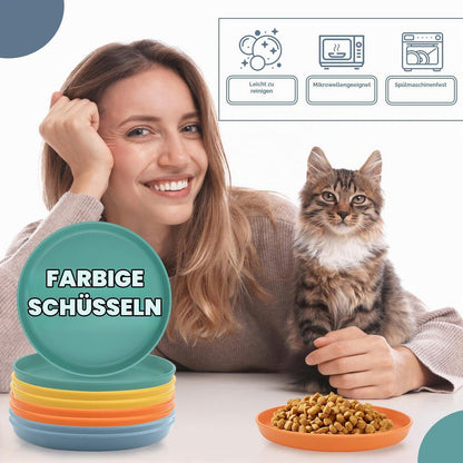 8x Flache Katzenfutter Napf Set - PP Futternäpfe für Katzen