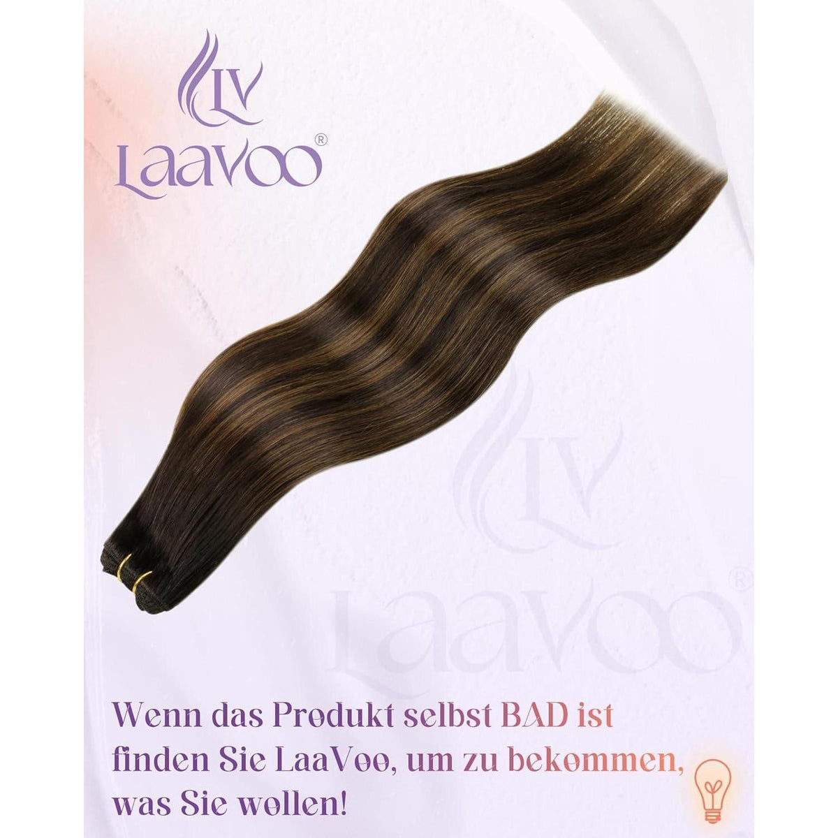 Echthaar Tressen Ombre Braun 55cm - Zum Einnähen #2/8/2