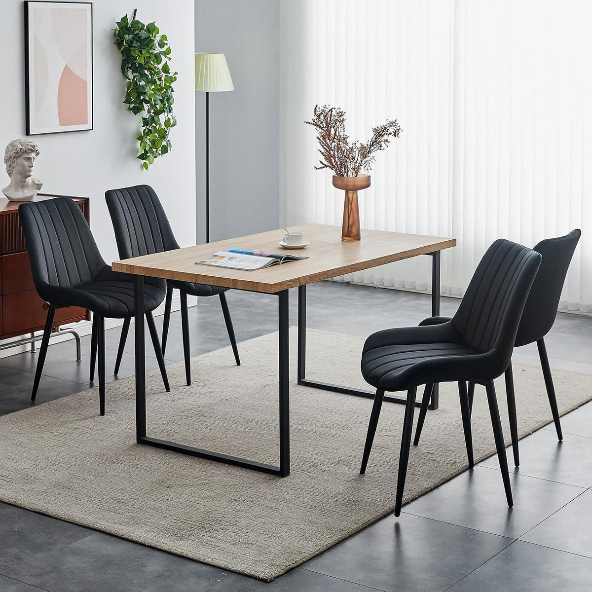 Samt Esszimmerstühle 2er Set – Moderne Sessel Schwarz