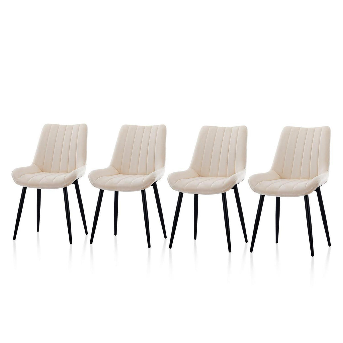 Samt Esszimmerstühle 4er Set – Moderne Sessel Creme Beige