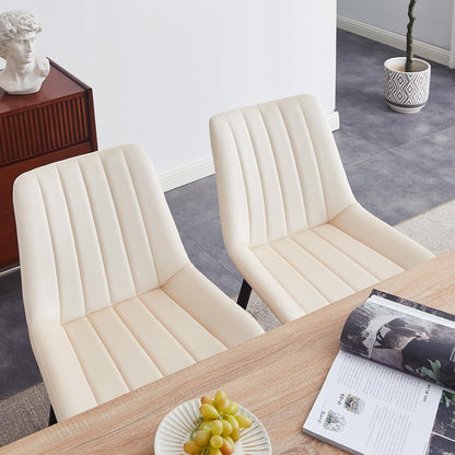 Samt Esszimmerstühle 4er Set – Moderne Sessel Creme Beige